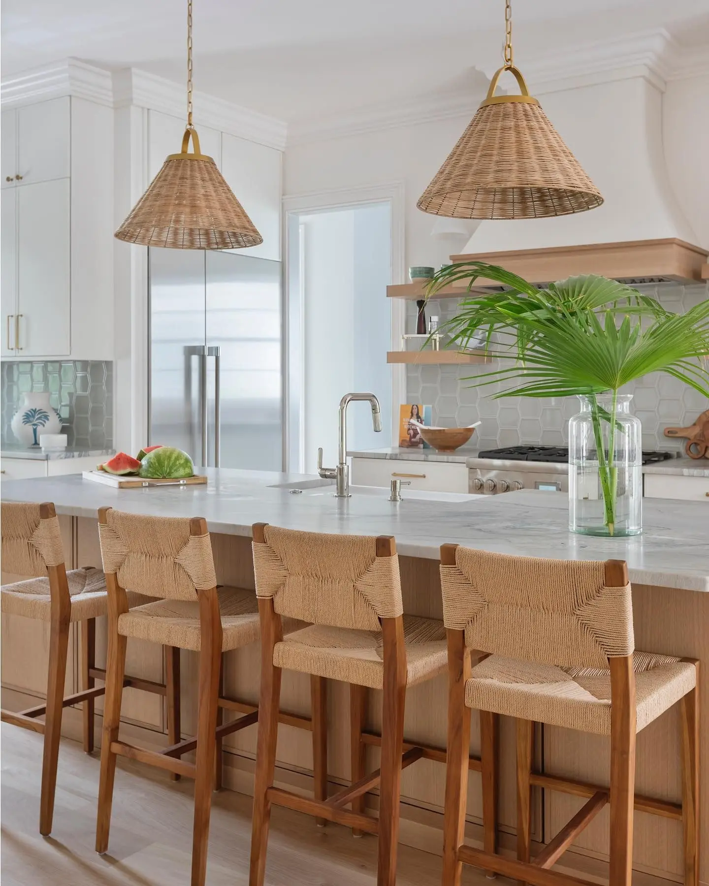 Unique single pendant light suspended by a decorative, functional industrial pulley system.